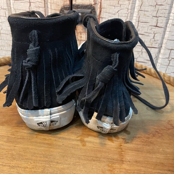 Vans SK8-Hi Moc suede Fringe shoes black 8.5 - Picture 3 of 5